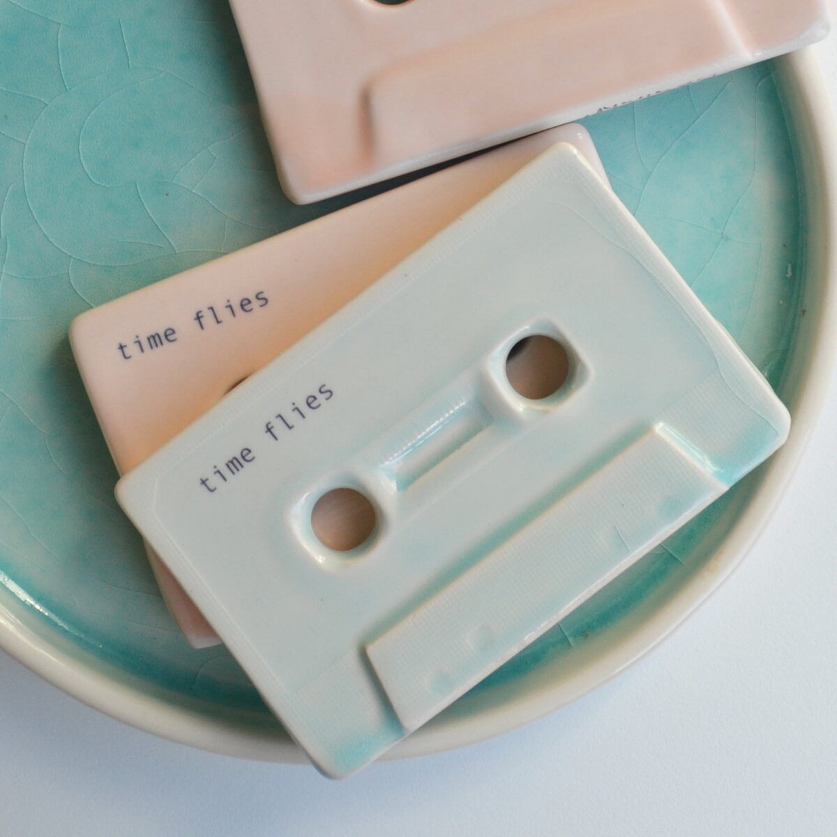 Time flies, cassette tapes, Shiny mint glaze - Image 2