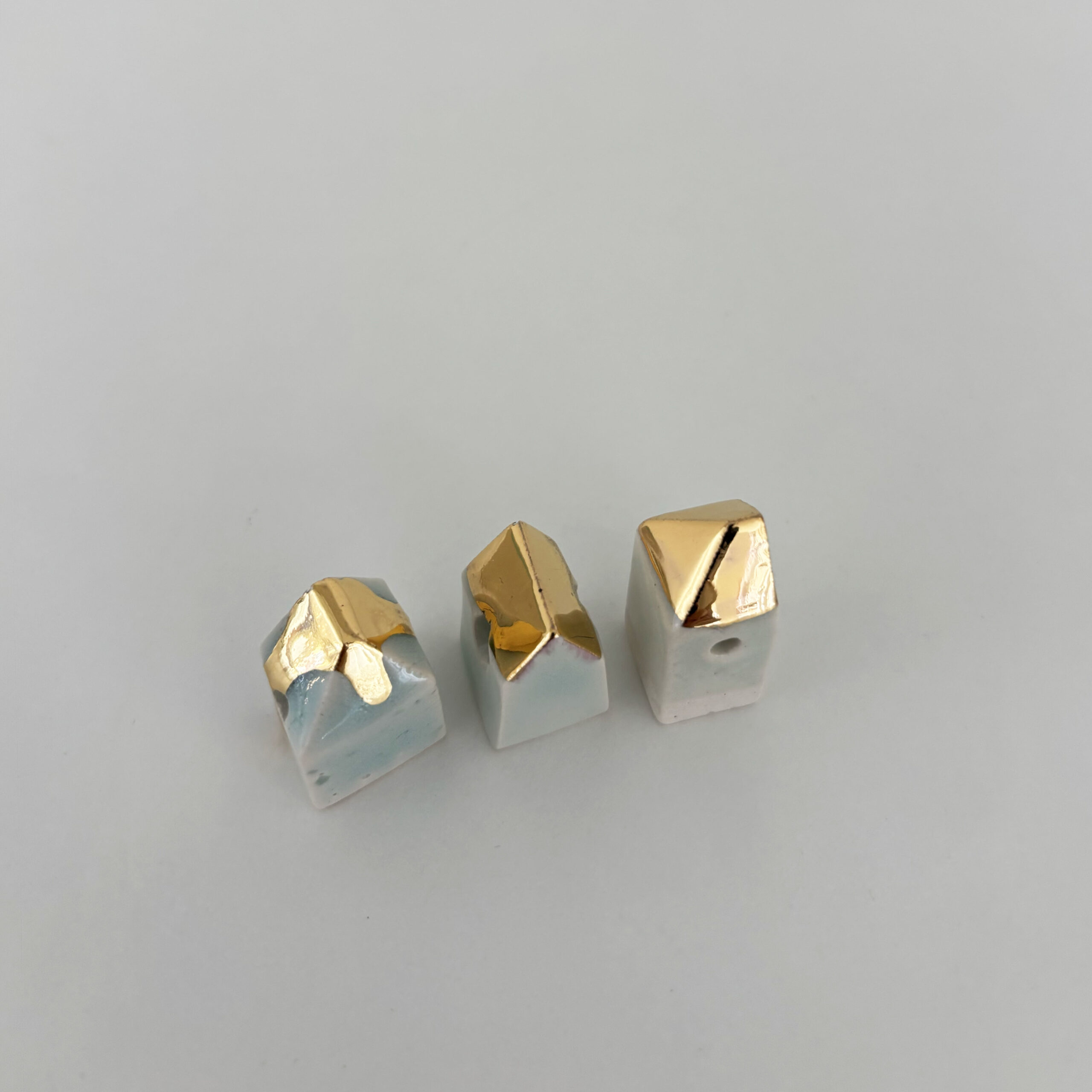 Tiny golden houses - set of 3